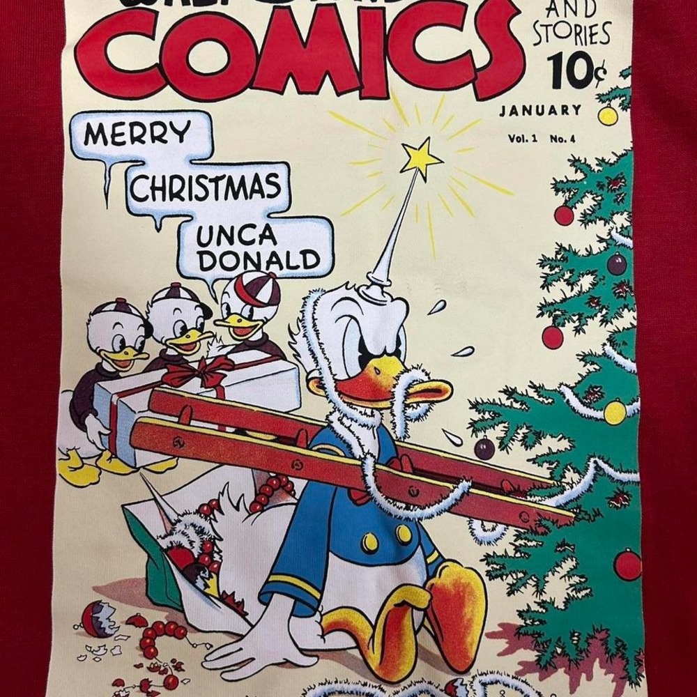 Disney‎ Donald Duck Comics Red Christmas Sweatshirt - XS - Picture 6 of 8